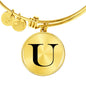 Initial U v1a - 18k Gold Finished Bangle Bracelet