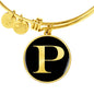 Initial P v2a - 18k Gold Finished Bangle Bracelet