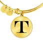 Initial T v1a - 18k Gold Finished Bangle Bracelet