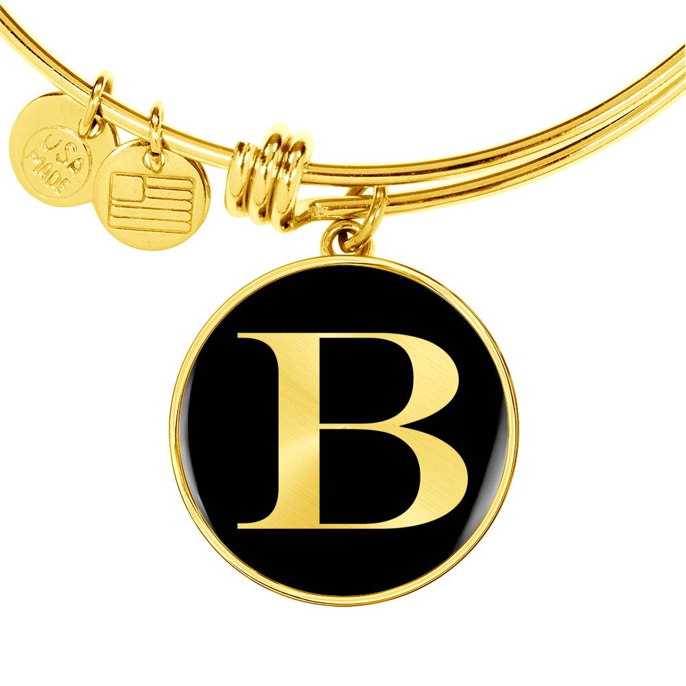 Initial B v2a - 18k Gold Finished Bangle Bracelet