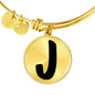 Initial J v1b - 18k Gold Finished Bangle Bracelet