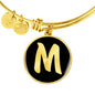 Initial M v2b - 18k Gold Finished Bangle Bracelet