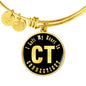 Heart In Connecticut v02 - 18k Gold Finished Bangle Bracelet
