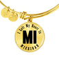 Heart In Michigan v01 - 18k Gold Finished Bangle Bracelet