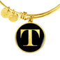 Initial T v2a - 18k Gold Finished Bangle Bracelet