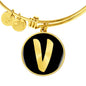 Initial V v2b - 18k Gold Finished Bangle Bracelet