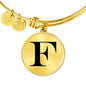 Initial F v1a - 18k Gold Finished Bangle Bracelet