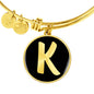 Initial K v2b - 18k Gold Finished Bangle Bracelet