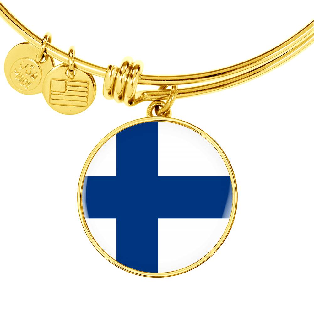 Finnish Flag - 18k Gold Finished Bangle Bracelet