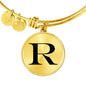 Initial R v1a - 18k Gold Finished Bangle Bracelet