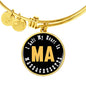 Heart In Massachusetts - 18k Gold Finished Bangle Bracelet