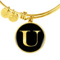 Initial U v2a - 18k Gold Finished Bangle Bracelet
