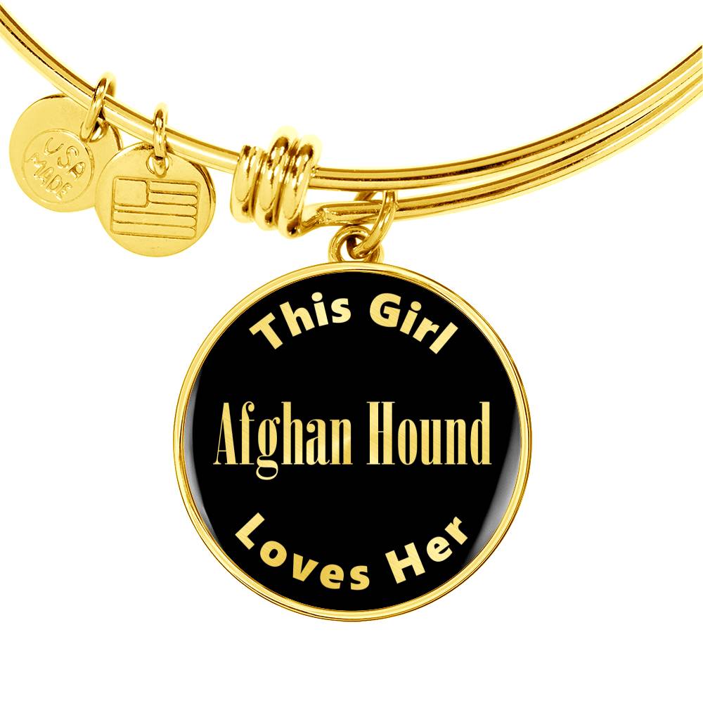 Afghan Hound v2 - 18k Gold Finished Bangle Bracelet