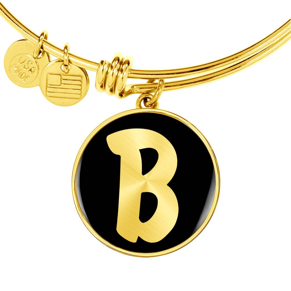 Initial B v2b - 18k Gold Finished Bangle Bracelet