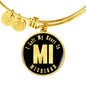 Heart In Michigan v02 - 18k Gold Finished Bangle Bracelet