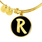 Initial R v2b - 18k Gold Finished Bangle Bracelet
