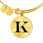Initial K v1a - 18k Gold Finished Bangle Bracelet