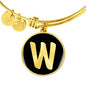 Initial W v2b - 18k Gold Finished Bangle Bracelet