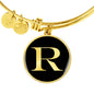 Initial R v2a - 18k Gold Finished Bangle Bracelet