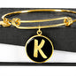 Initial K v2b - 18k Gold Finished Bangle Bracelet
