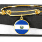 Salvadoran Flag - 18k Gold Finished Bangle Bracelet