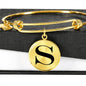 Initial S v1a - 18k Gold Finished Bangle Bracelet