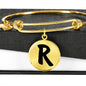 Initial R v1b - 18k Gold Finished Bangle Bracelet