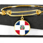 Dominican Flag - 18k Gold Finished Bangle Bracelet