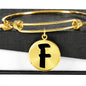 Initial F v1b - 18k Gold Finished Bangle Bracelet