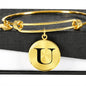 Initial U v1a - 18k Gold Finished Bangle Bracelet