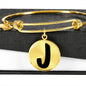 Initial J v1b - 18k Gold Finished Bangle Bracelet