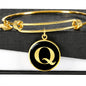 Initial Q v2a - 18k Gold Finished Bangle Bracelet