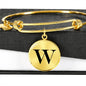 Initial W v1a - 18k Gold Finished Bangle Bracelet