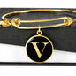 Initial V v2a - 18k Gold Finished Bangle Bracelet