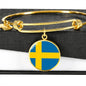Swedish Flag - 18k Gold Finished Bangle Bracelet