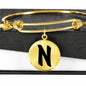 Initial N v1b - 18k Gold Finished Bangle Bracelet