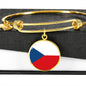 Czech Flag - 18k Gold Finished Bangle Bracelet