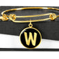 Initial W v2b - 18k Gold Finished Bangle Bracelet