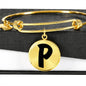 Initial P v1b - 18k Gold Finished Bangle Bracelet