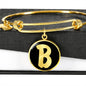 Initial B v2b - 18k Gold Finished Bangle Bracelet