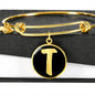 Initial T v2b - 18k Gold Finished Bangle Bracelet