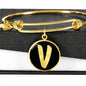 Initial V v2b - 18k Gold Finished Bangle Bracelet