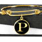 Initial P v2a - 18k Gold Finished Bangle Bracelet
