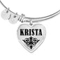 Krista v01 - Heart Pendant Bangle Bracelet