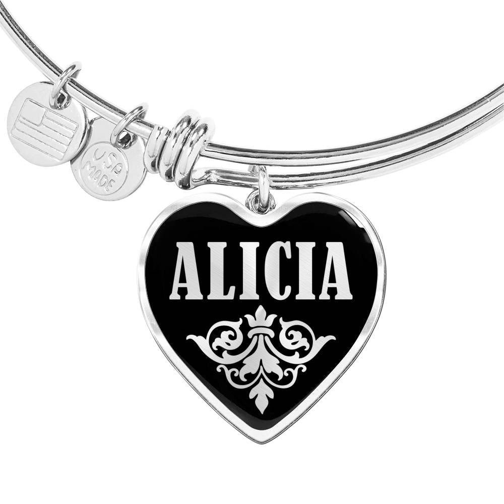 Alicia v01s - Heart Pendant Bangle Bracelet