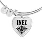 Inez v01 - Heart Pendant Bangle Bracelet