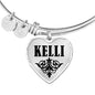 Kelli v01 - Heart Pendant Bangle Bracelet