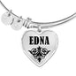 Edna v01 - Heart Pendant Bangle Bracelet