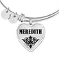 Meredith v01 - Heart Pendant Bangle Bracelet