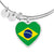 Brazilian Flag - Heart Pendant Bangle Bracelet